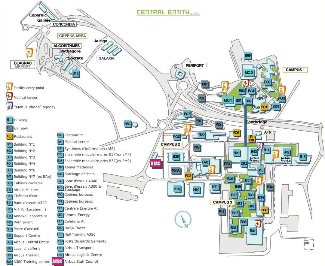 kart av airbus Toulouse 