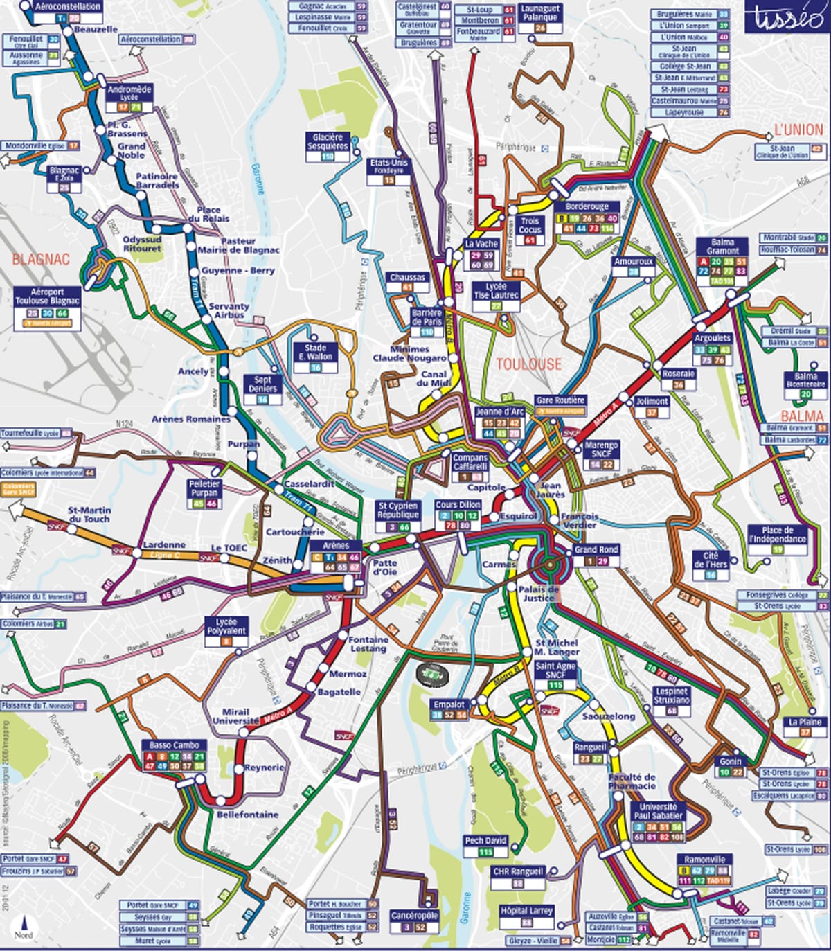 Toulouse buss rute kart