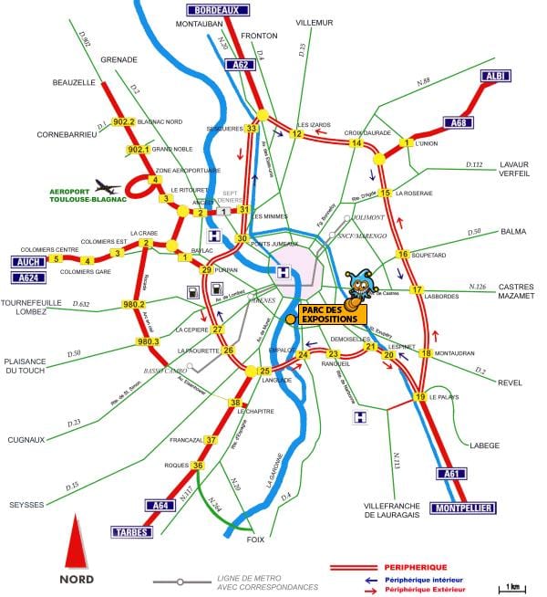 kart av Toulouse highway