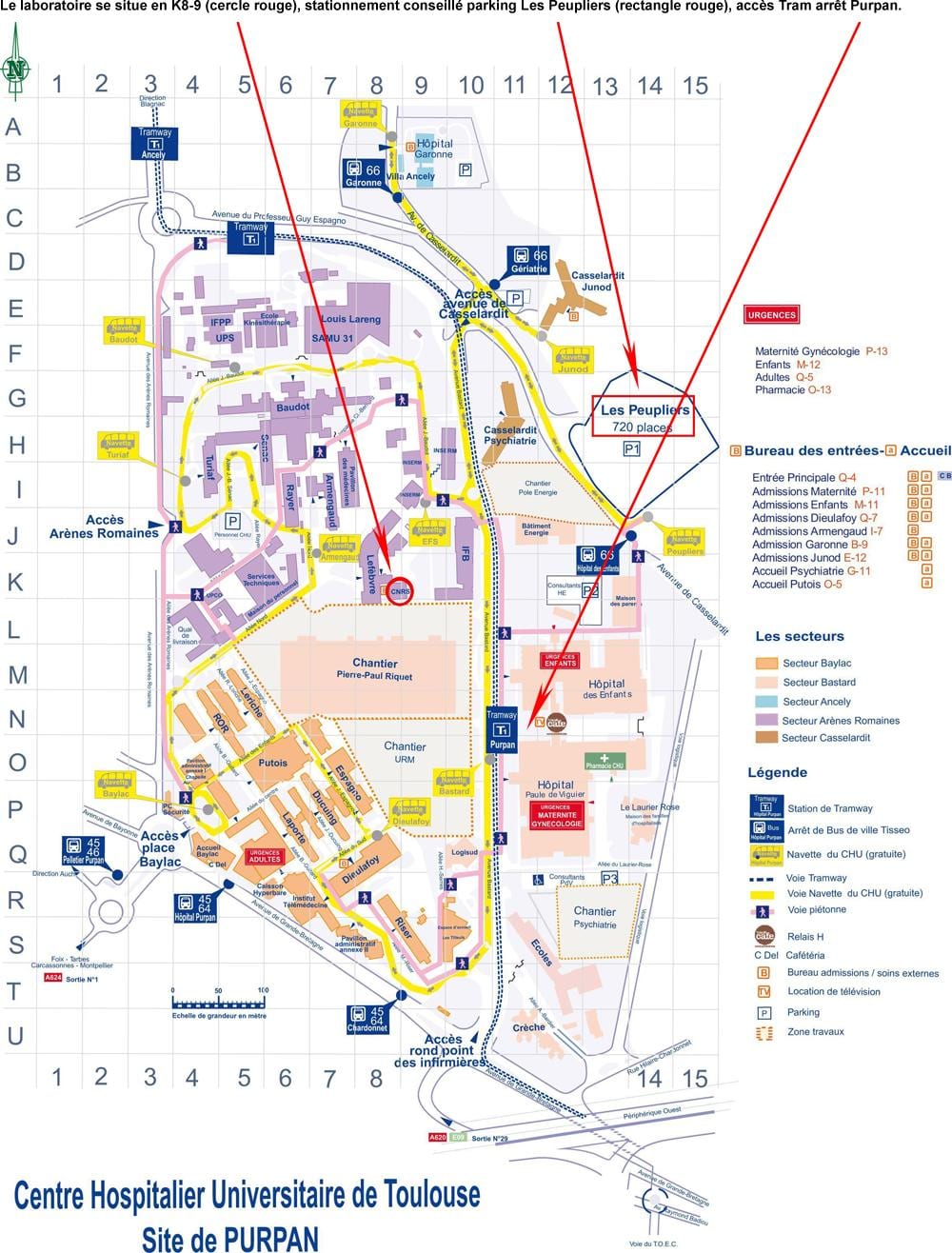 kart av Toulouse sykehus