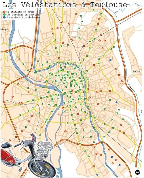 kart av Toulouse sykkel