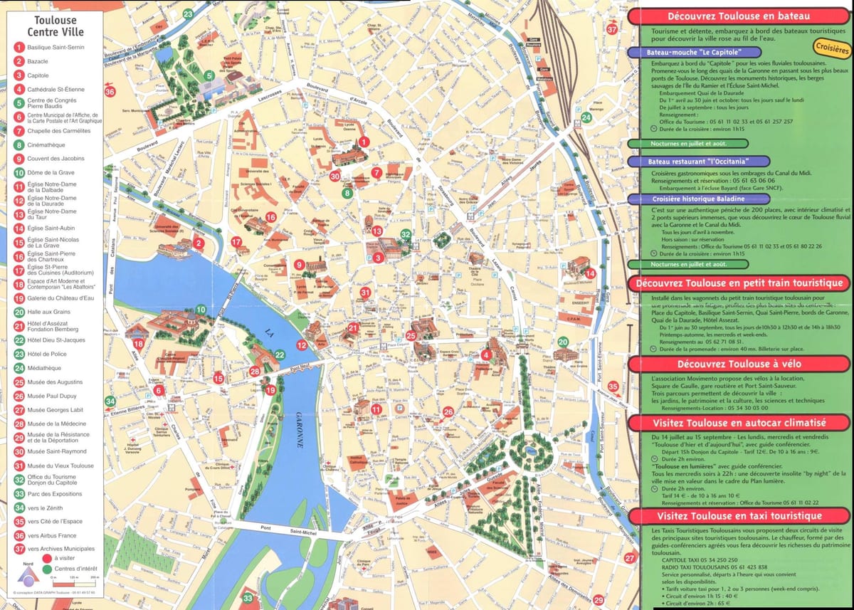 Toulouse attraksjon kart