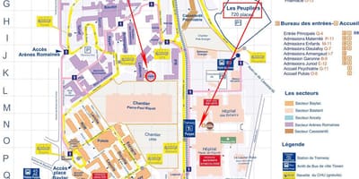 Kart av Toulouse sykehus
